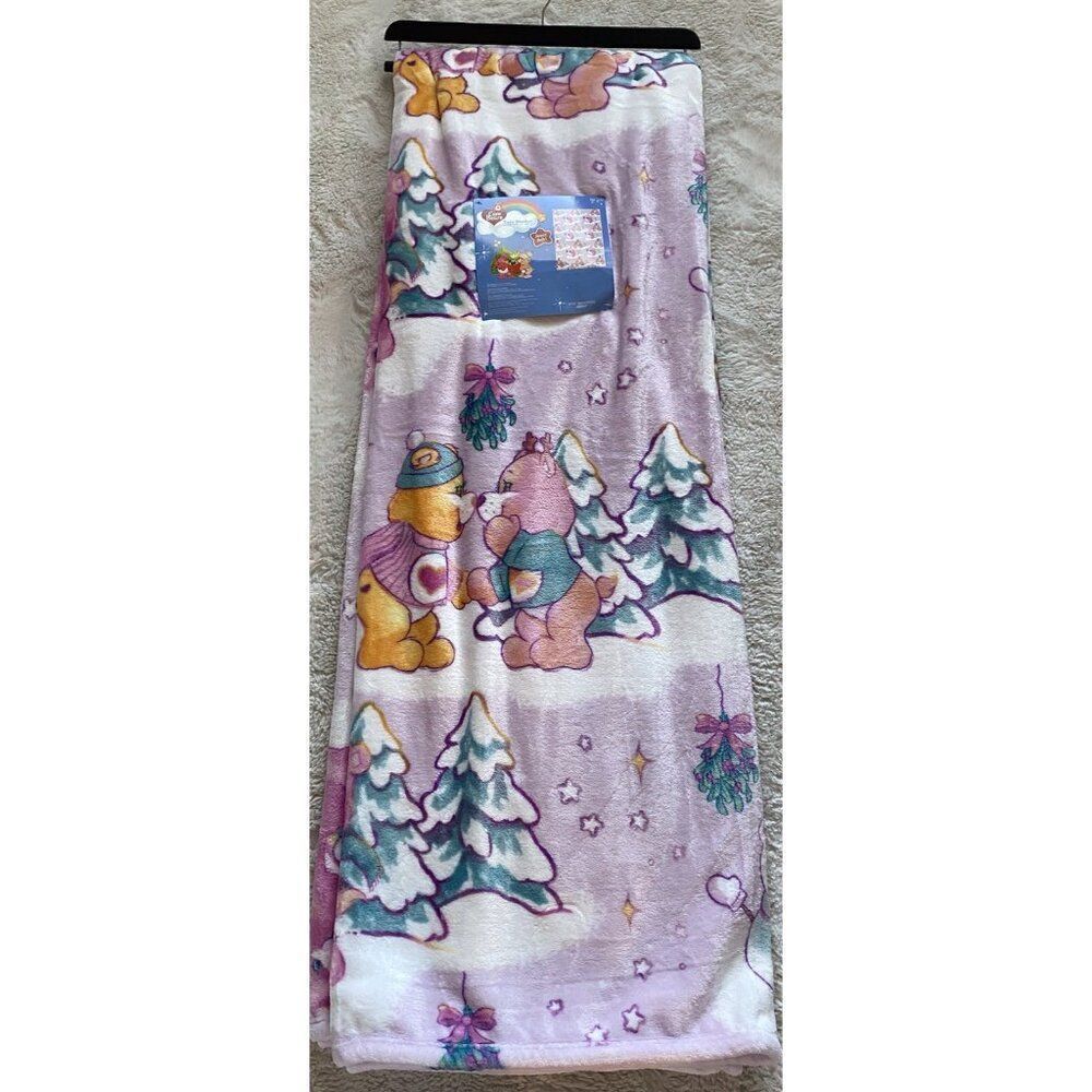 Care Bears Winter Wonderland Snow Christmas Twin Size Blanket 60 X 90” Viral NEW
